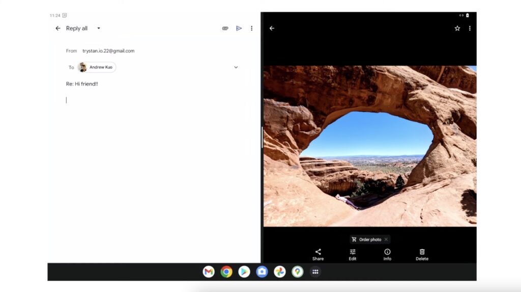 Le multitâche est mieux géré sous Android 13. Il y a une vraie barre façon Windows. // Source : Google Le multitâche est mieux géré sous Android 13. Il y a une vraie barre façon Windows. // Source : Google