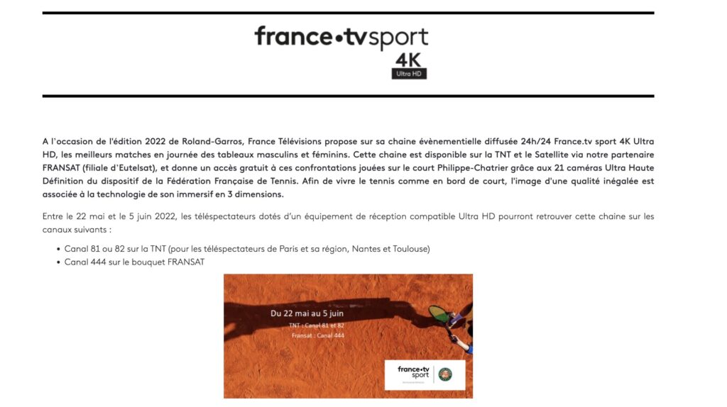 Le communiqué de France TV. // Source : France TV