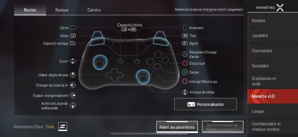 Capture d'écran : Boutons // Source : Apex Legends Mobile Capture d'écran : Boutons // Source : Apex Legends Mobile