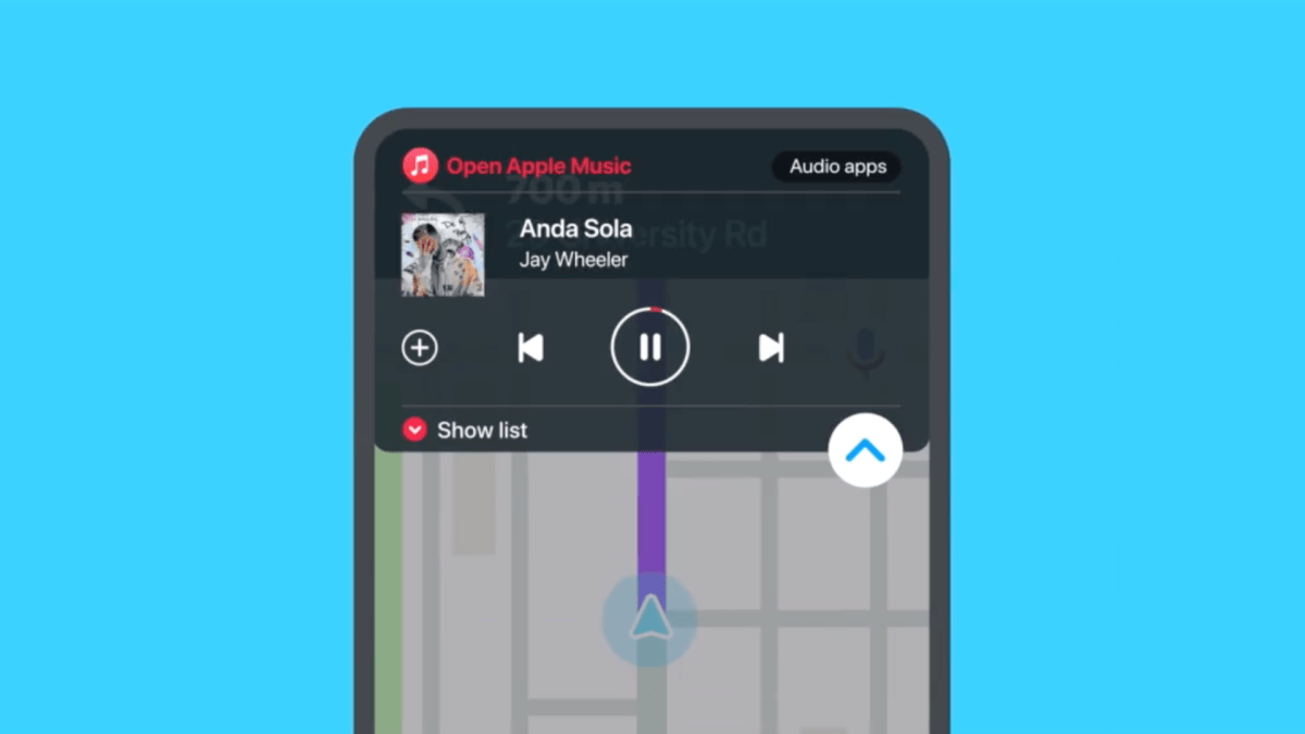 Apple Music dans Waze. // Source : Via @waze Apple Music dans Waze. // Source : Via @waze