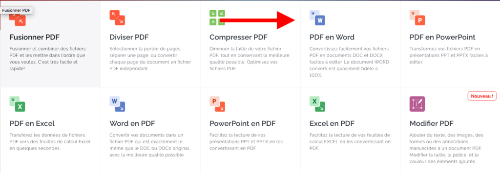 Convertir un fichier PDF en Word pour le modifier // Source : IlovePDF Convertir un fichier PDF en Word pour le modifier // Source : IlovePDF