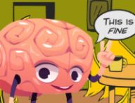 Source : Montage Numerama / Cerveau : Freepik / Même : this is fine Source : Montage Numerama / Cerveau : Freepik / Même : this is fine