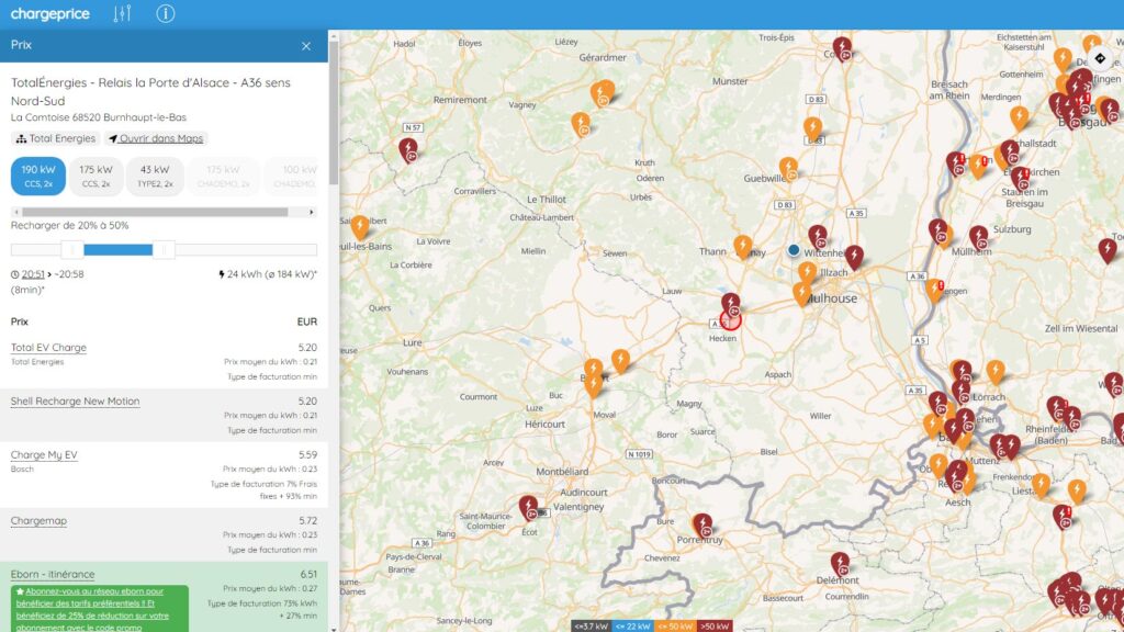 Cartes et tarifs des recharges sur Chargeprice // Source : Capture du site Chargeprice Cartes et tarifs des recharges sur Chargeprice // Source : Capture du site Chargeprice