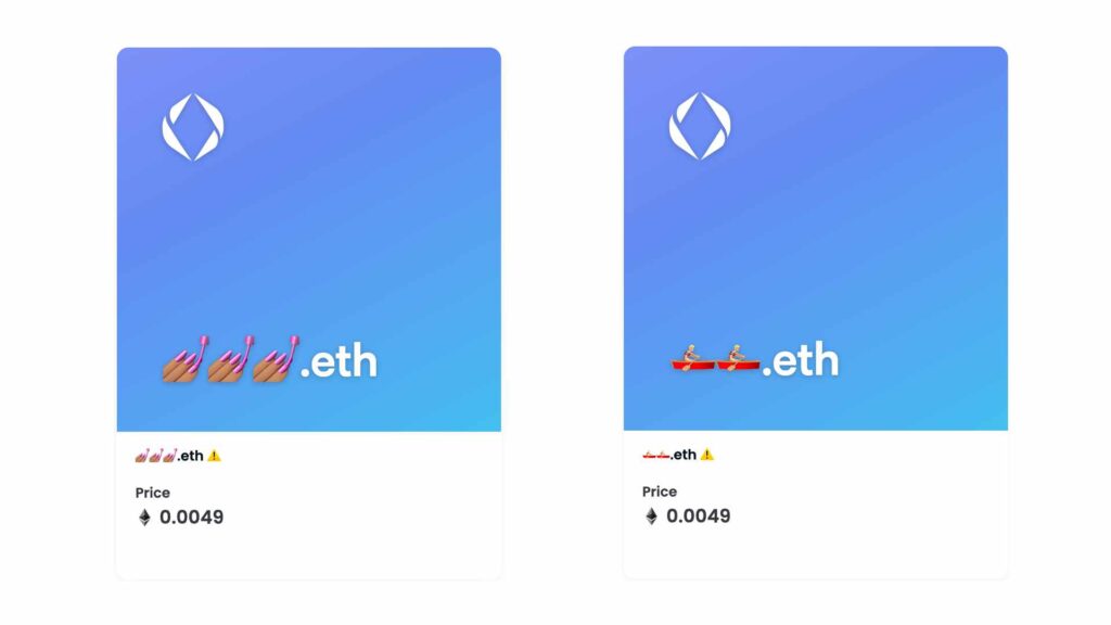 Les noms de domaine emoji sont populaires sur l'ENS // Source : Open Sea Les noms de domaine emoji sont populaires sur l'ENS // Source : Open Sea