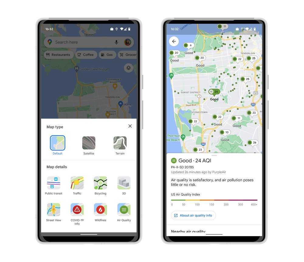 Google qualité de l'air Maps