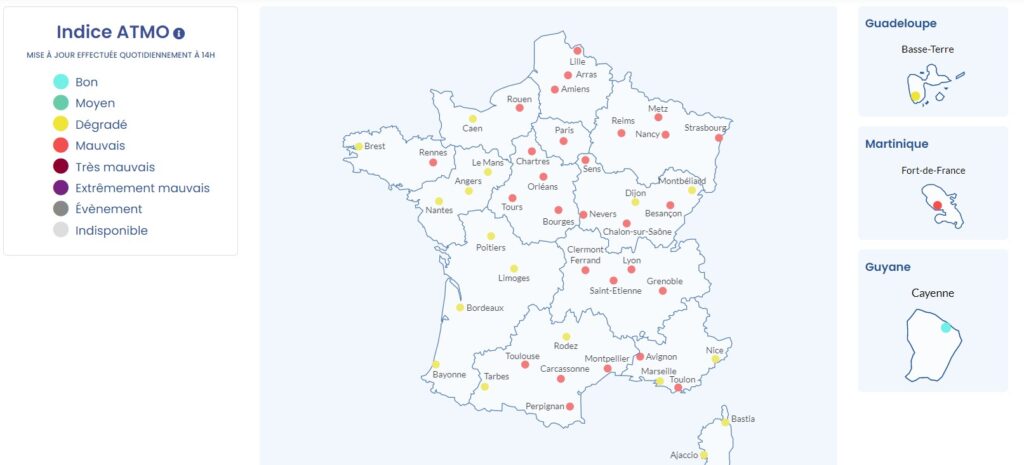 Carte du 17 juin 2022. // Source : Atmo Carte du 17 juin 2022. // Source : Atmo