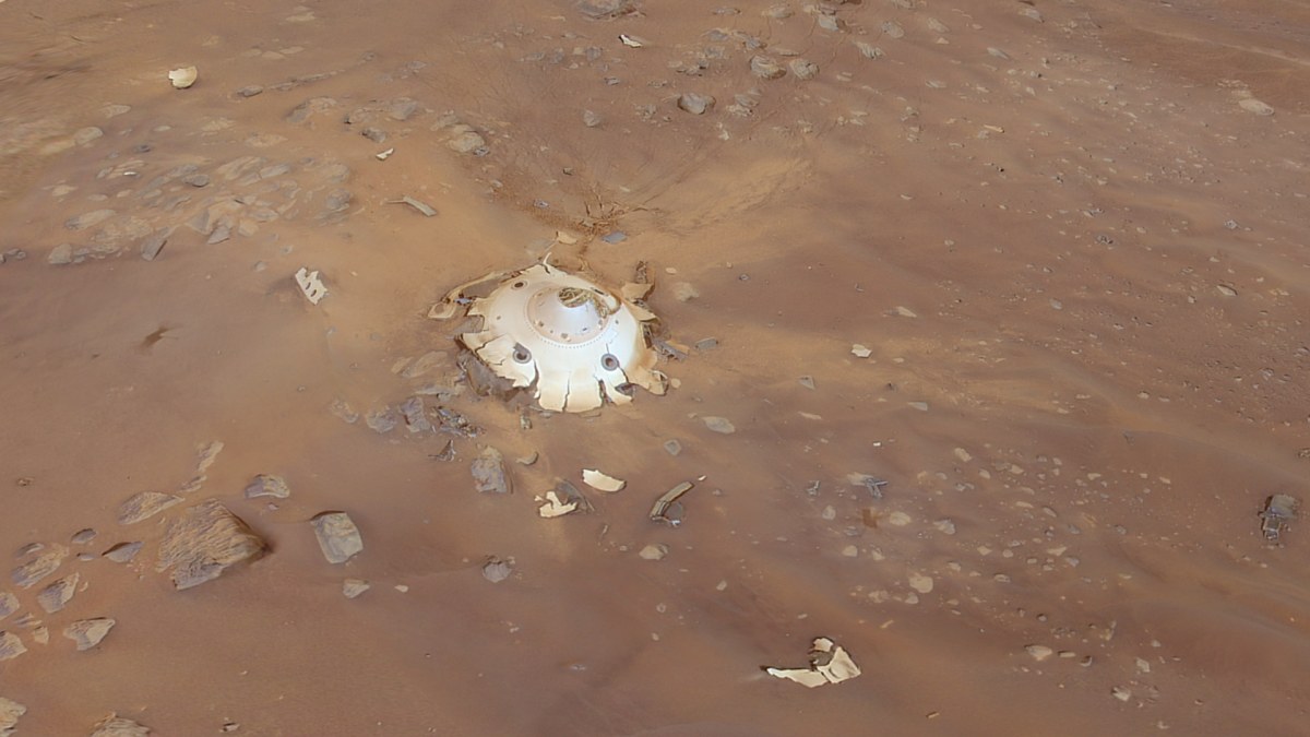 La sonde écrasée sur Mars. // Source : Capture d'écran Sketchfab, semeion La sonde écrasée sur Mars. // Source : Capture d'écran Sketchfab, semeion