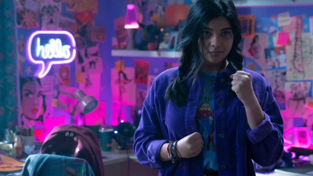 Iman Vellani en Kamala Khan dans Miss Marvel. // Source : Marvel/Disney+ Iman Vellani en Kamala Khan dans Miss Marvel. // Source : Marvel/Disney+