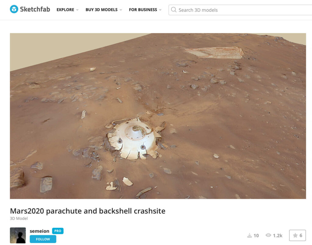 Survolez la scène comme si vous étiez sur Mars. // Source : Capture d'écran Sketchfab, semeion Survolez la scène comme si vous étiez sur Mars. // Source : Capture d'écran Sketchfab, semeion