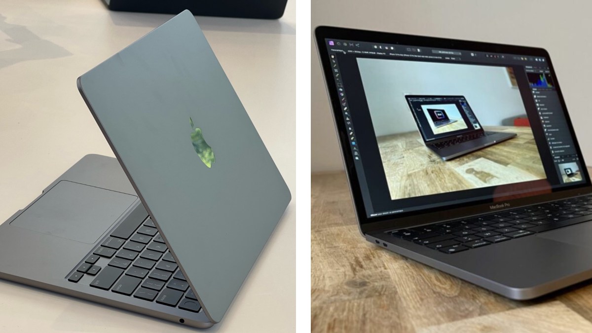 Le MacBook Air à gauche, le MacBook Pro à droite. // Source : Numerama Le MacBook Air à gauche, le MacBook Pro à droite. // Source : Numerama