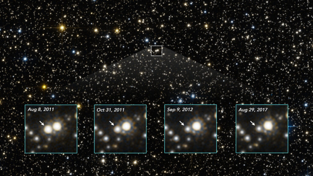 Microlentille gravitationnelle. // Source : SCIENCE: NASA, ESA, Kailash Sahu (STScI) IMAGE PROCESSING: Joseph DePasquale (STScI) Microlentille gravitationnelle. // Source : SCIENCE: NASA, ESA, Kailash Sahu (STScI) IMAGE PROCESSING: Joseph DePasquale (STScI)