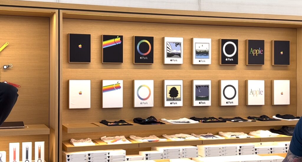 Quelques uns des motifs proposés à l'Apple Park. // Source : Numerama Quelques uns des motifs proposés à l'Apple Park. // Source : Numerama