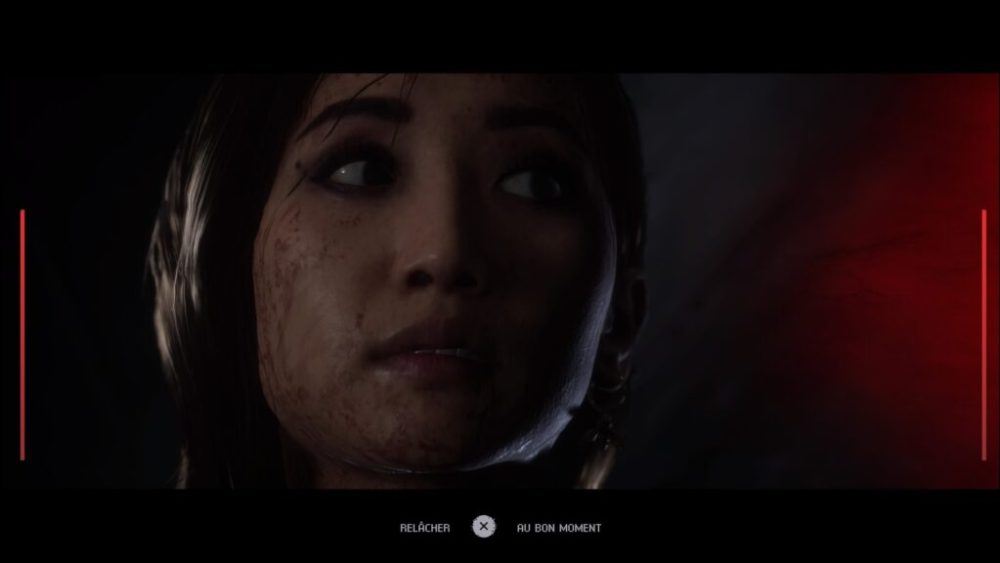 Kaitlyn Ka, l'un des personnages du jeu, lors d'une séquence... sous pression. // Source : Supermassive Games Kaitlyn Ka, l'un des personnages du jeu, lors d'une séquence... sous pression. // Source : Supermassive Games