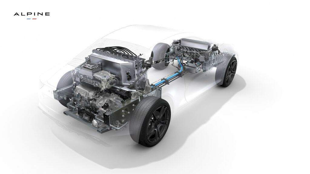 Base technique de l'Alpine A110 E-ternité // Source : Alpine Base technique de l'Alpine A110 E-ternité // Source : Alpine