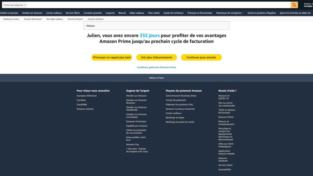 Amazon Prime Résiliation Amazon Prime Résiliation