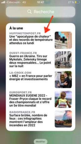 L'expression reprise dans Apple News le 18 juillet 2022. // Source : Capture d'écran Apple News L'expression reprise dans Apple News le 18 juillet 2022. // Source : Capture d'écran Apple News