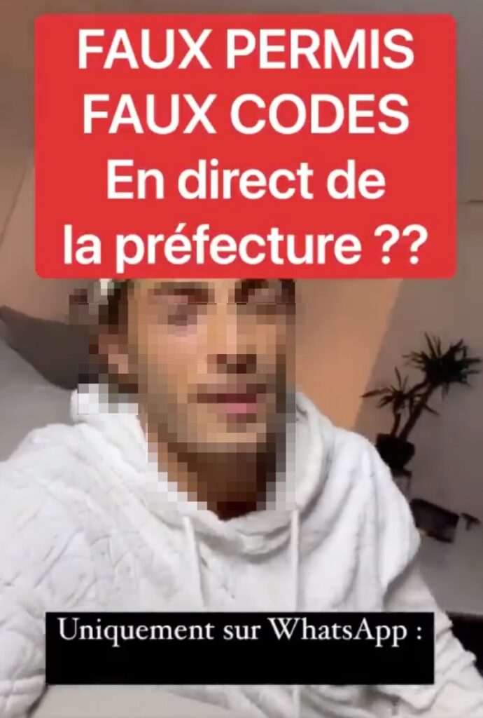 Un exemple de l'une des arnaques au permis de conduire dénoncée // Source : Capture d'écran Numerama