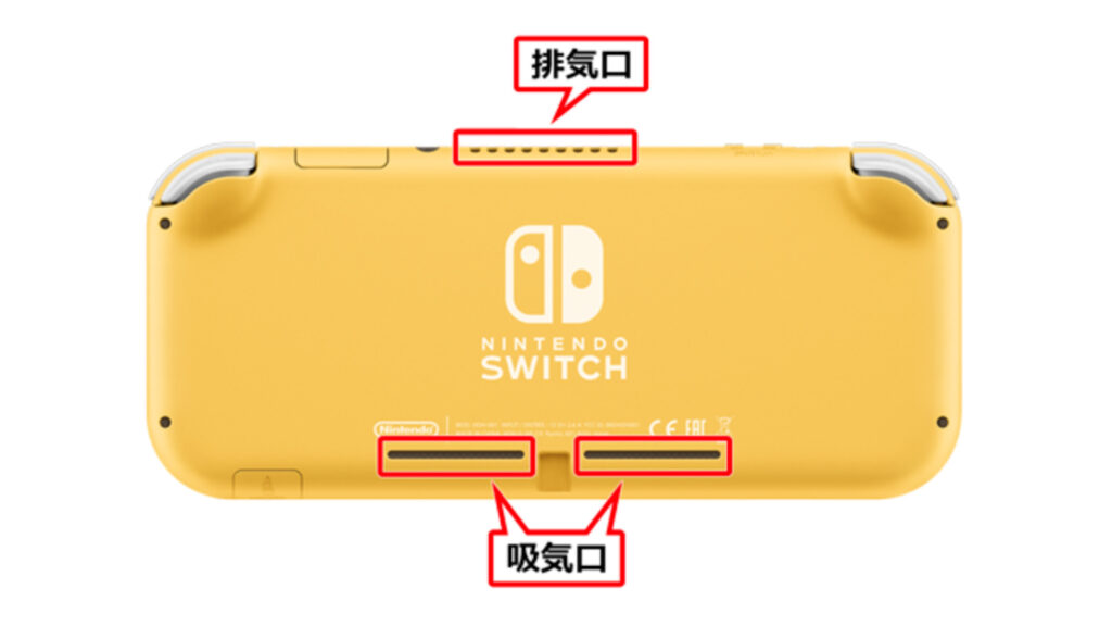 Sorties d'air de la Switch Lite // Source : Nintendo Sorties d'air de la Switch Lite // Source : Nintendo