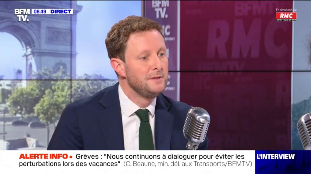 Clément Beaune en interview sur BFM TV // Source : Capture vidéo BFM TV Clément Beaune en interview sur BFM TV // Source : Capture vidéo BFM TV