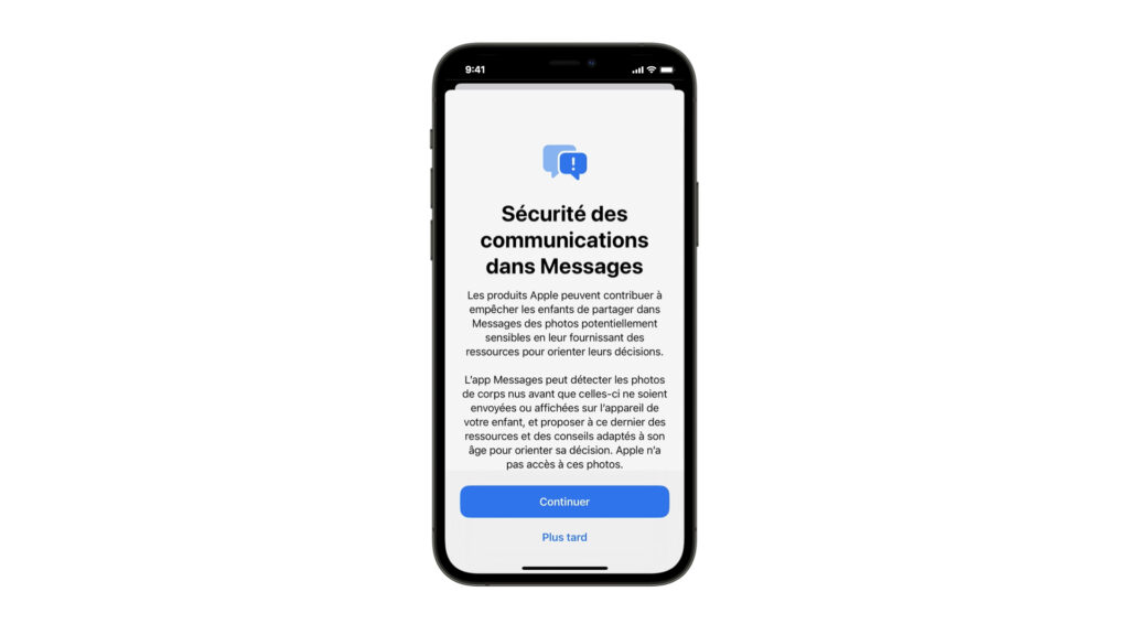 Capture d'écran de la configuration de la fonction. // Source : Apple Capture d'écran de la configuration de la fonction. // Source : Apple