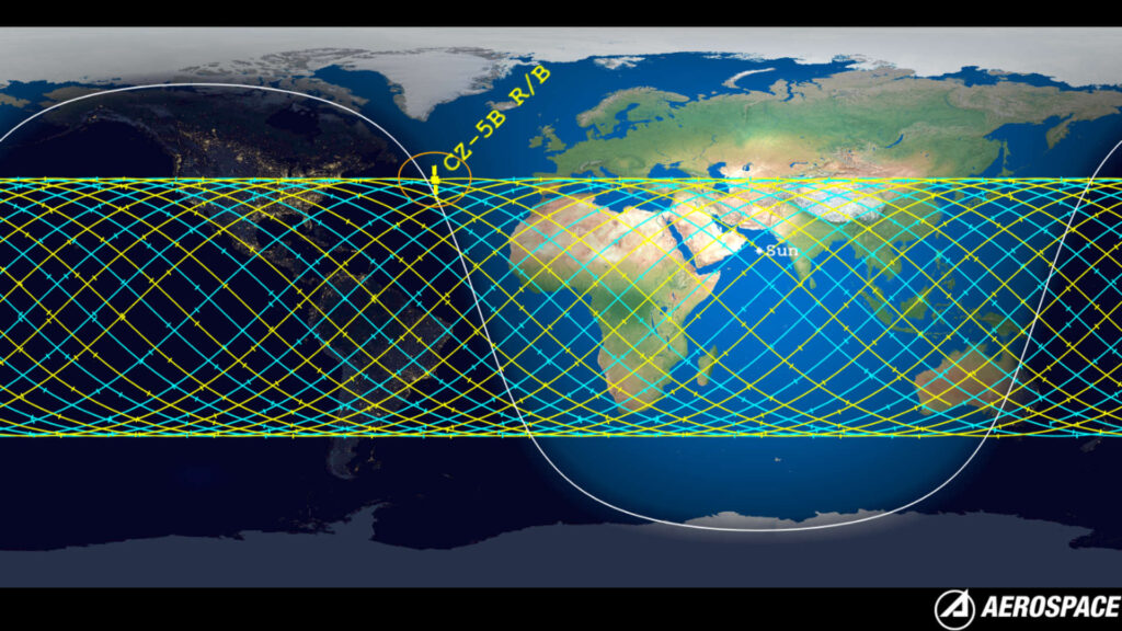 Les prédictions du retour de la fusée chinoise sur Terre. // Source : The Aerospace Corporation Les prédictions du retour de la fusée chinoise sur Terre. // Source : The Aerospace Corporation
