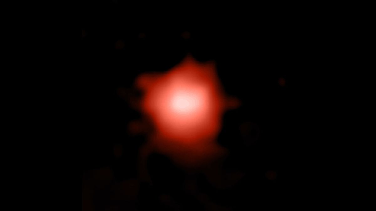 Zoom sur GLASS-z13. // Source : NASA/CSA/ESA/STScI Zoom sur GLASS-z13. // Source : NASA/CSA/ESA/STScI