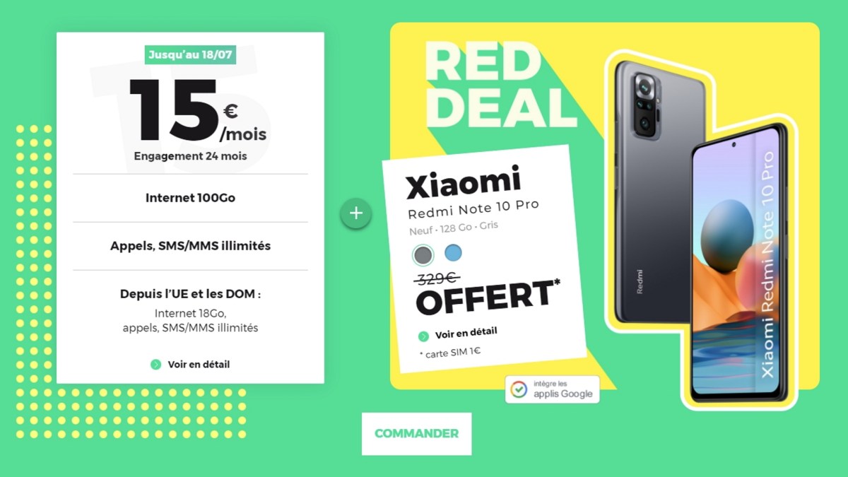 L'offre RED + Redmi Note Pro 10 // Source : SFR L'offre RED + Redmi Note Pro 10 // Source : SFR
