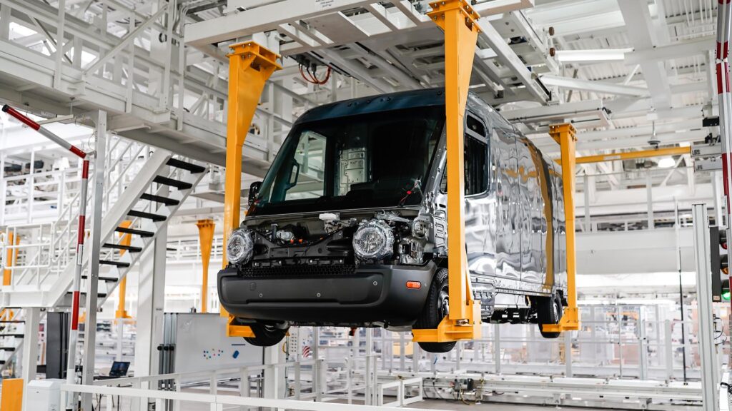 Production du van électrique Rivian // Source : Rivian Production du van électrique Rivian // Source : Rivian