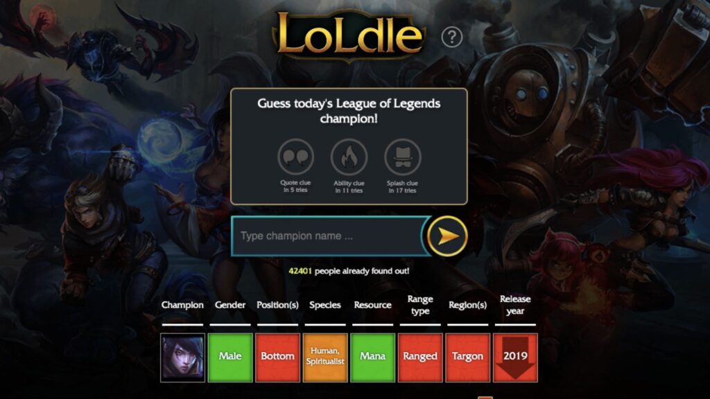 Vous pouvez aussi voir les informations sur certains champions (ici Aphelios) // Source : LoLdle Vous pouvez aussi voir les informations sur certains champions (ici Aphelios) // Source : LoLdle