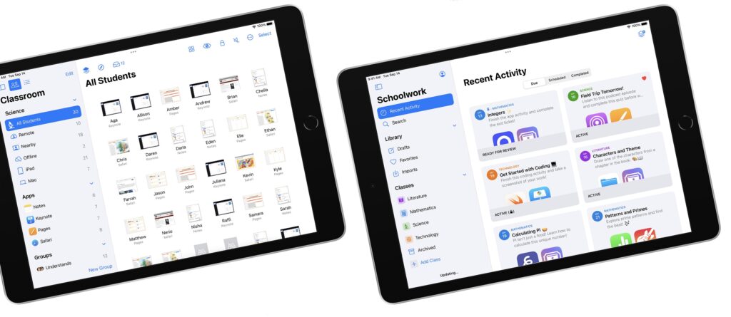 Apple propose plusieurs applications aux enseignants et aux élèves, pour rendre la vie scolaire plus facile. // Source : Apple Apple propose plusieurs applications aux enseignants et aux élèves, pour rendre la vie scolaire plus facile. // Source : Apple