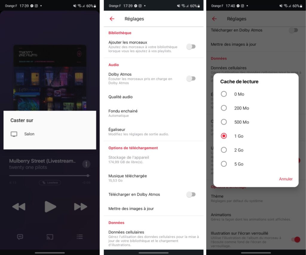 Les réglages d'Apple Music pour Android sont très complets. // Source : Captures Numerama Les réglages d'Apple Music pour Android sont très complets. // Source : Captures Numerama