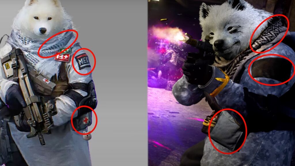 Comparaison de la tenue chien dans Call of Duty // Source : Capture YouTube Comparaison de la tenue chien dans Call of Duty // Source : Capture YouTube