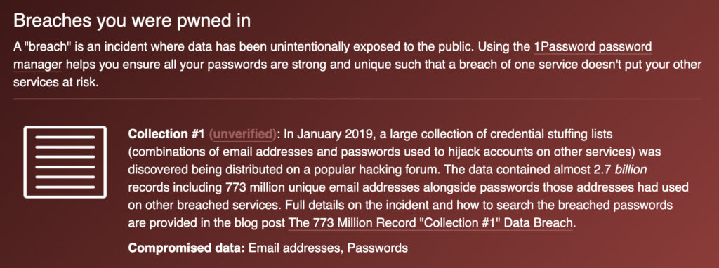 Haveibeenpwned m'indique mon mail a été leaké à trois reprises. Néanmoins si le site ne trouve pas votre adresse cela ne veut pas dire qu'elle n'a jamais été partagée. // Source : Numerama Haveibeenpwned m'indique mon mail a été leaké à trois reprises. Néanmoins si le site ne trouve pas votre adresse cela ne veut pas dire qu'elle n'a jamais été partagée. // Source : Numerama