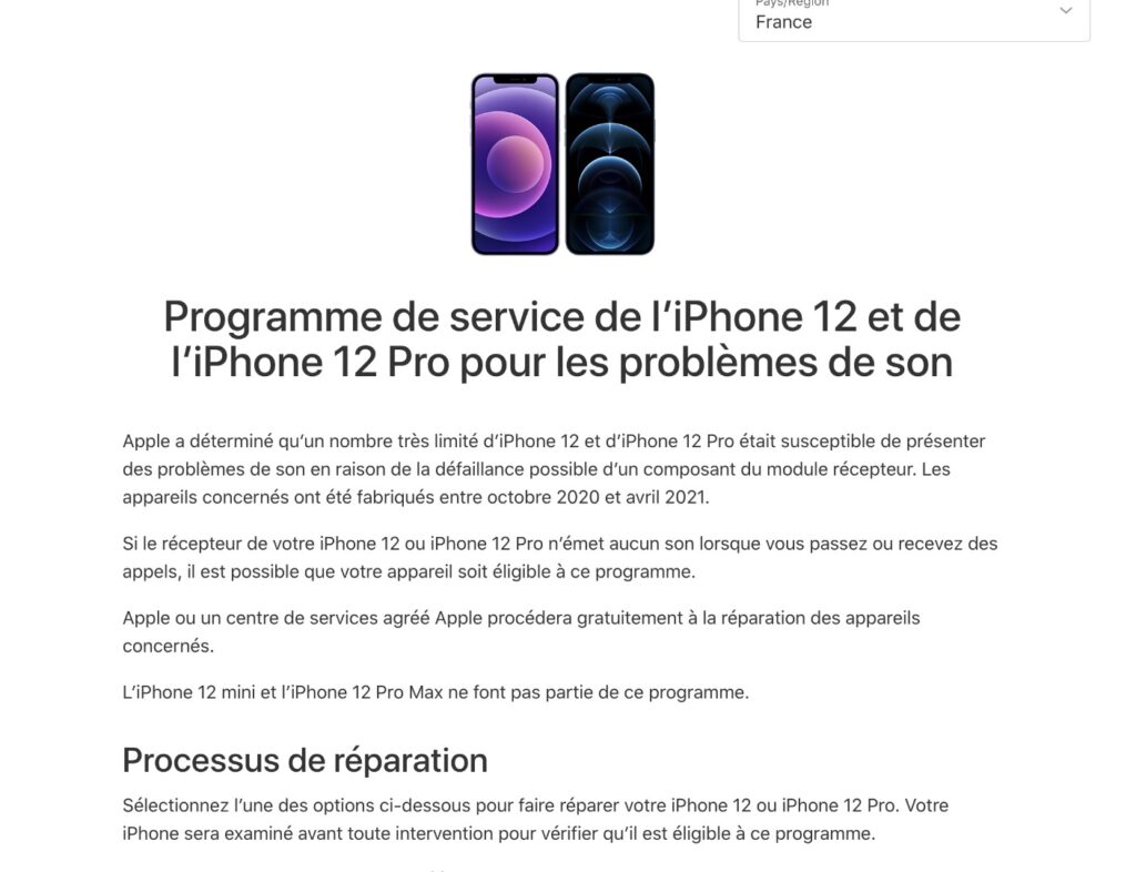 Apple invite les utilisateurs concernés à prendre rendez-vous pour réparer leurs appareils. // Source : Apple Apple invite les utilisateurs concernés à prendre rendez-vous pour réparer leurs appareils. // Source : Apple