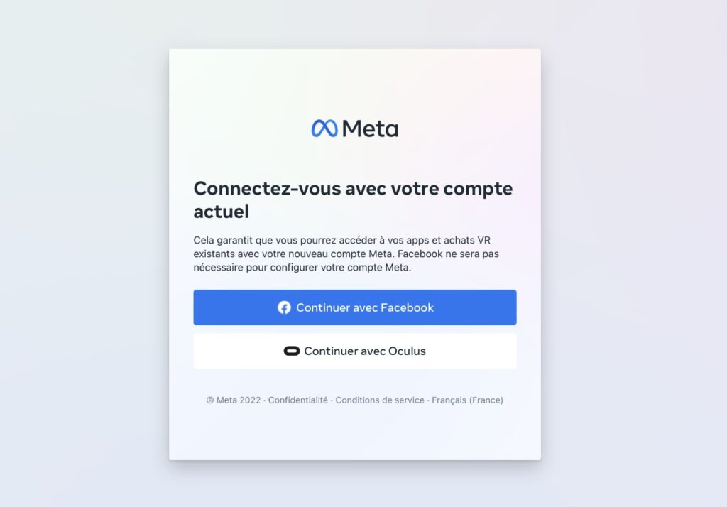 Les différentes options à la création d'un compte Meta. // Source : Capture Numerama Les différentes options à la création d'un compte Meta. // Source : Capture Numerama