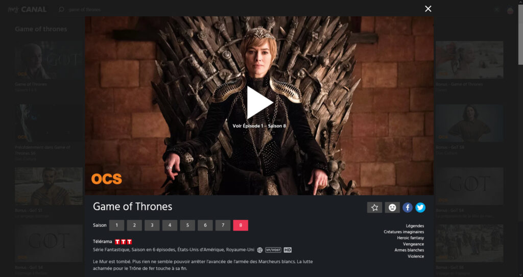 Game of Thrones myCANAL Game of Thrones myCANAL