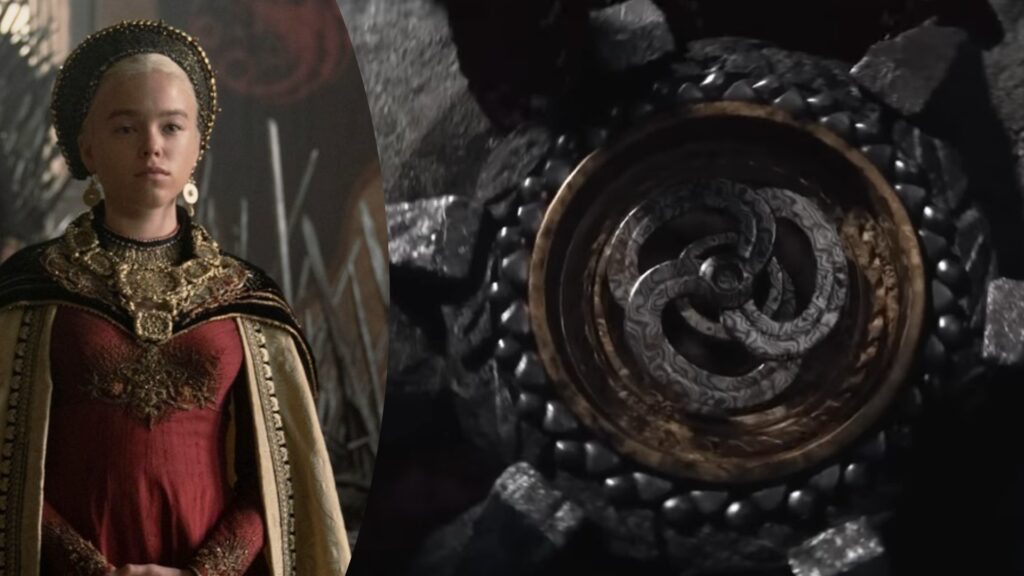 Si l'on en croit le déroulé du générique et cet emblème, c'est Rhaenyra. // Source : HBO Si l'on en croit le déroulé du générique et cet emblème, c'est Rhaenyra. // Source : HBO