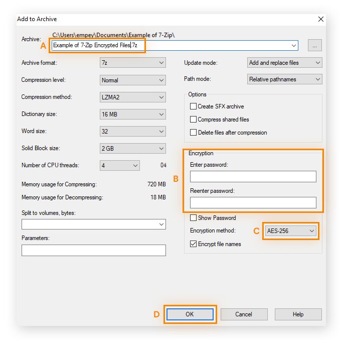 mettre un mot de passe sur fichier windows // Source : 7-zip mettre un mot de passe sur fichier windows // Source : 7-zip