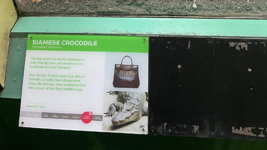 L'écriteau posté devant le sac à main. // Source : Zoo de Londres / photo postée sur Twitter L'écriteau posté devant le sac à main. // Source : Zoo de Londres / photo postée sur Twitter