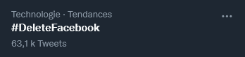 Le hashtag #DeleteFacebook s'est retrouvé dans les tendance Twitter le 10 août 2022 // Source : Capture d'écran Numerama Le hashtag #DeleteFacebook s'est retrouvé dans les tendance Twitter le 10 août 2022 // Source : Capture d'écran Numerama