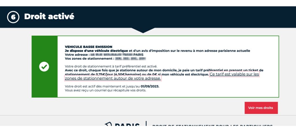 Une fois que votre véhicule est enregistré, cela ressemble à ça // Source : Capture d'écran du site de la ville de Paris Une fois que votre véhicule est enregistré, cela ressemble à ça // Source : Capture d'écran du site de la ville de Paris