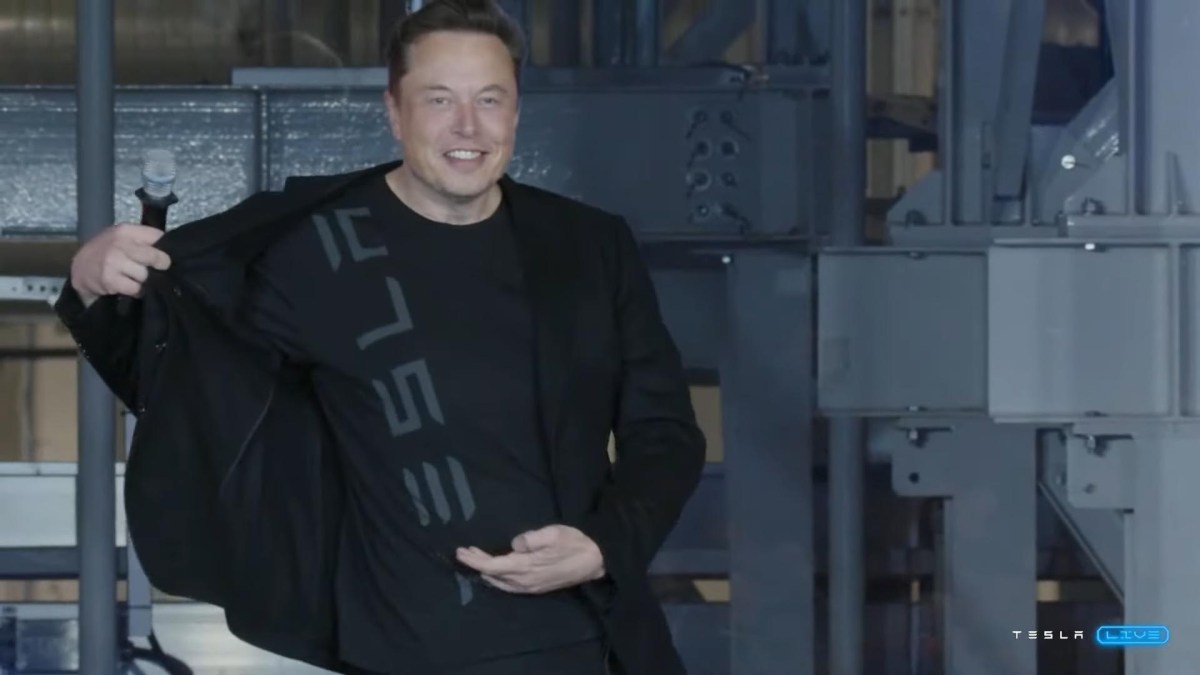 Elon Musk à la conférence des actionnaires // Source : Capture vidéo Tesla Live Elon Musk à la conférence des actionnaires // Source : Capture vidéo Tesla Live