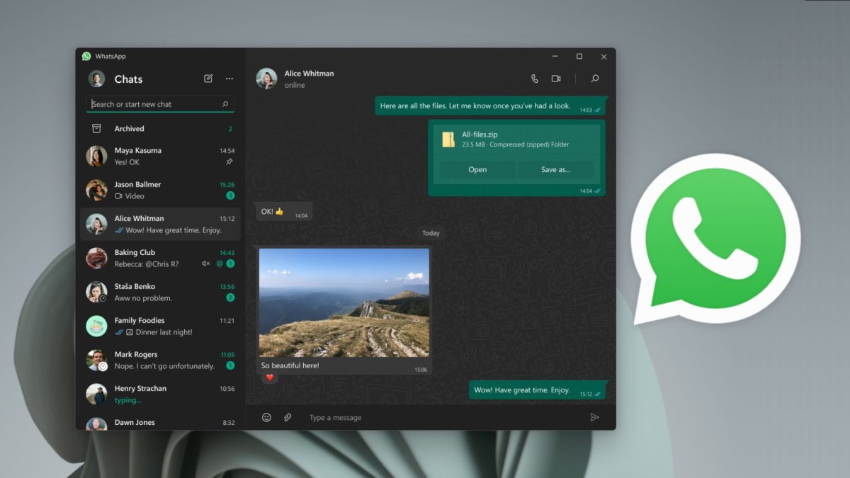 L'interface de WhatsApp pour Windows. // Source : WhatsApp / Numerama L'interface de WhatsApp pour Windows. // Source : WhatsApp / Numerama