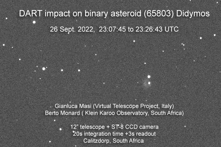 Vidéo du crash de DART dans l'astéroïde. // Source : Virtual Telescope Vidéo du crash de DART dans l'astéroïde. // Source : Virtual Telescope