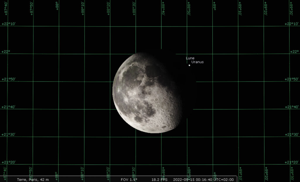 Émersion d'Uranus vue de Paris. // Source : Capture d'écran IMCCE Émersion d'Uranus vue de Paris. // Source : Capture d'écran IMCCE