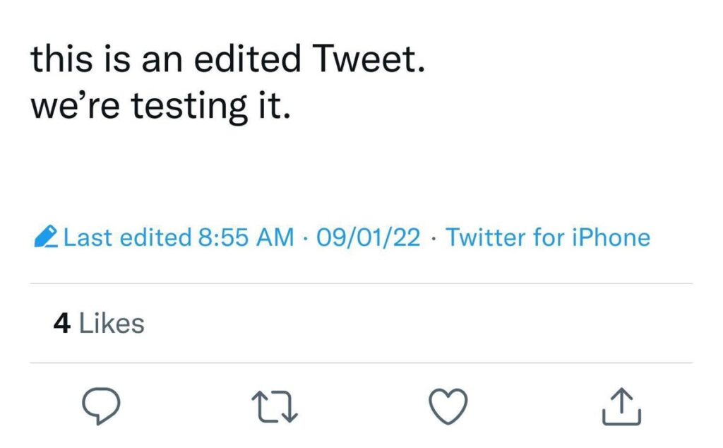 La mention "modifié" sous un tweet modifié // Source : Twitter La mention "modifié" sous un tweet modifié // Source : Twitter