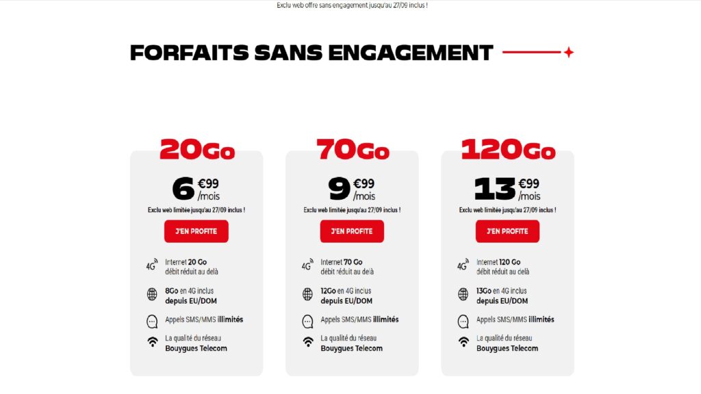 Les différents forfaits NRJ mobile // Source : NRJ Mobile Les différents forfaits NRJ mobile // Source : NRJ Mobile