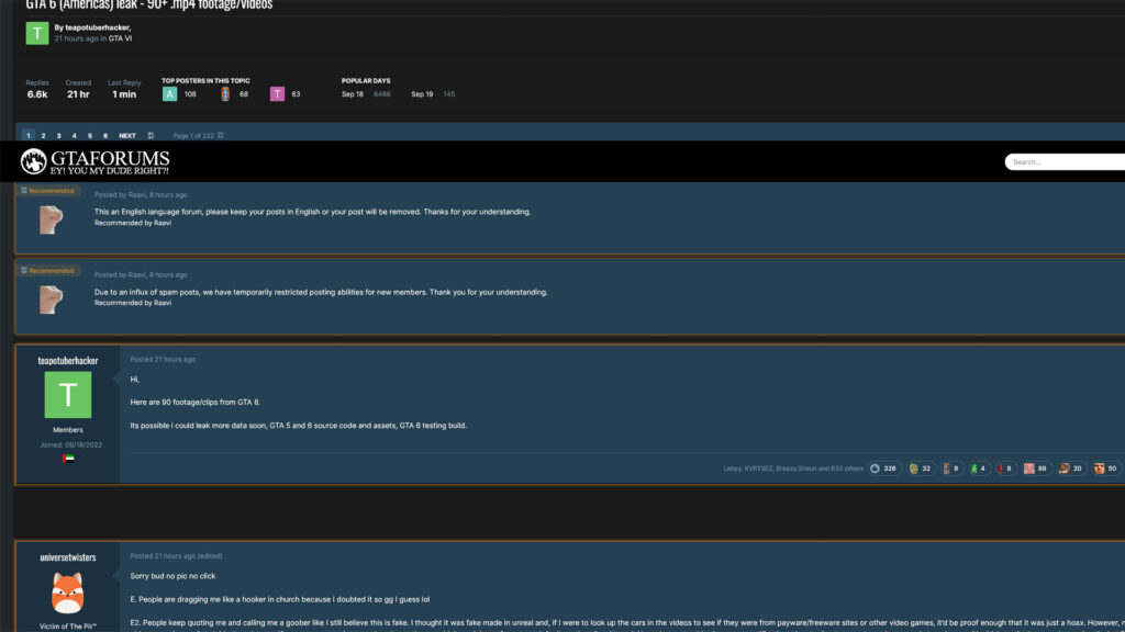 GTA 6 forum leak GTA 6 forum leak