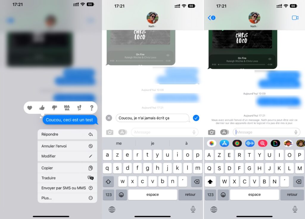 Messages permet enfin de modifier un envoi, ou de le supprimer. // Source : Numerama Messages permet enfin de modifier un envoi, ou de le supprimer. // Source : Numerama