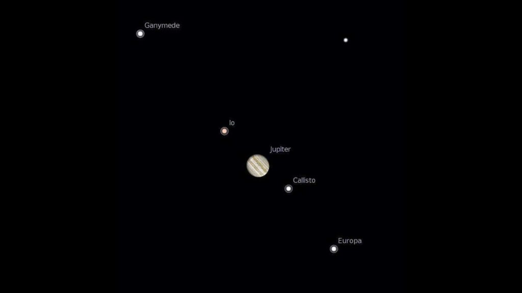Jupiter et ses lunes. // Source : Via Twitter @astro_jaz Jupiter et ses lunes. // Source : Via Twitter @astro_jaz